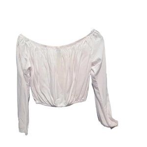 White crop peasant style crop top